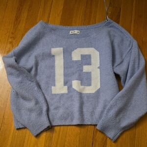 Hollister Light Blue Sweater with White Number